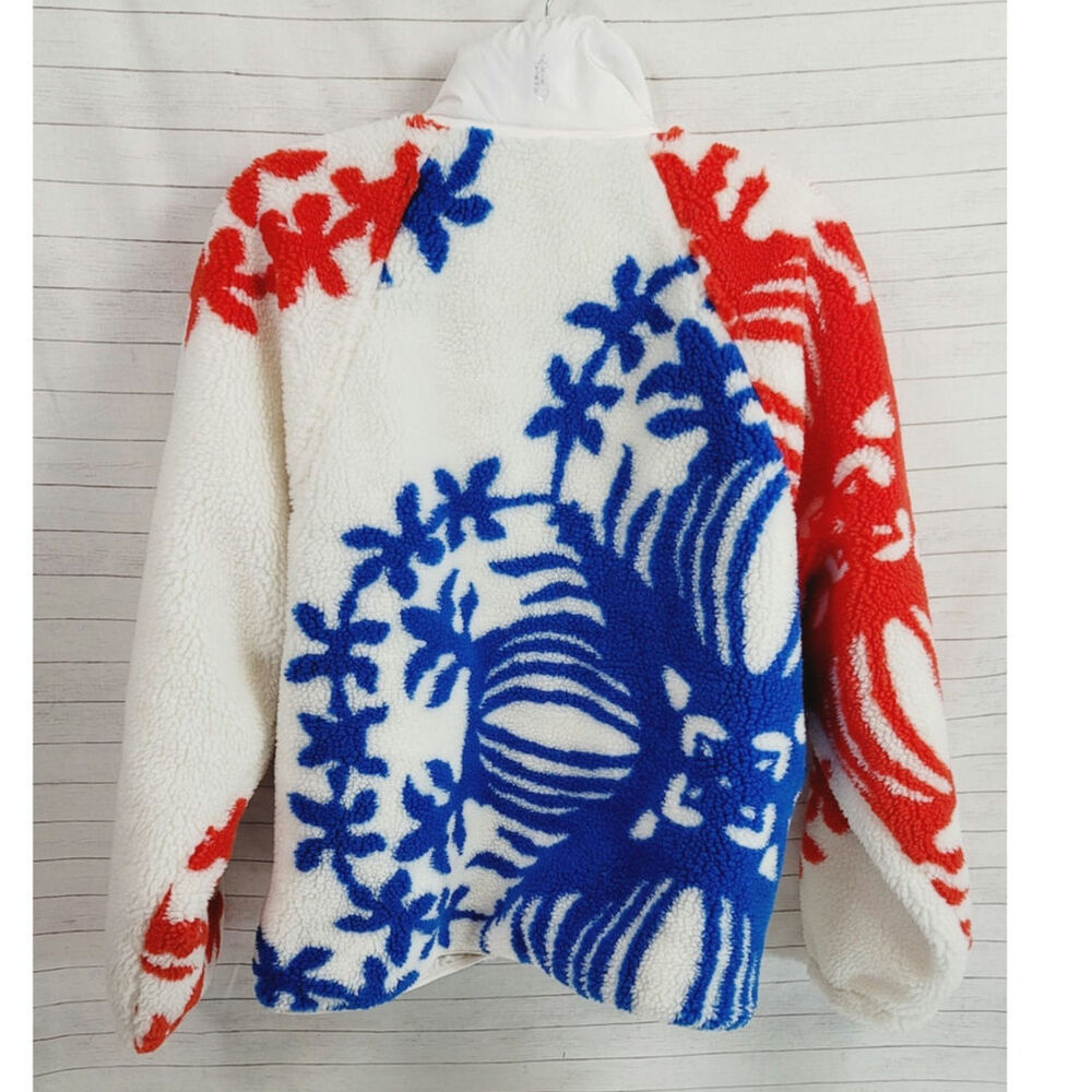 Free People Red White and Blue Floral Sherpa Jacket - Picture 12 of 16